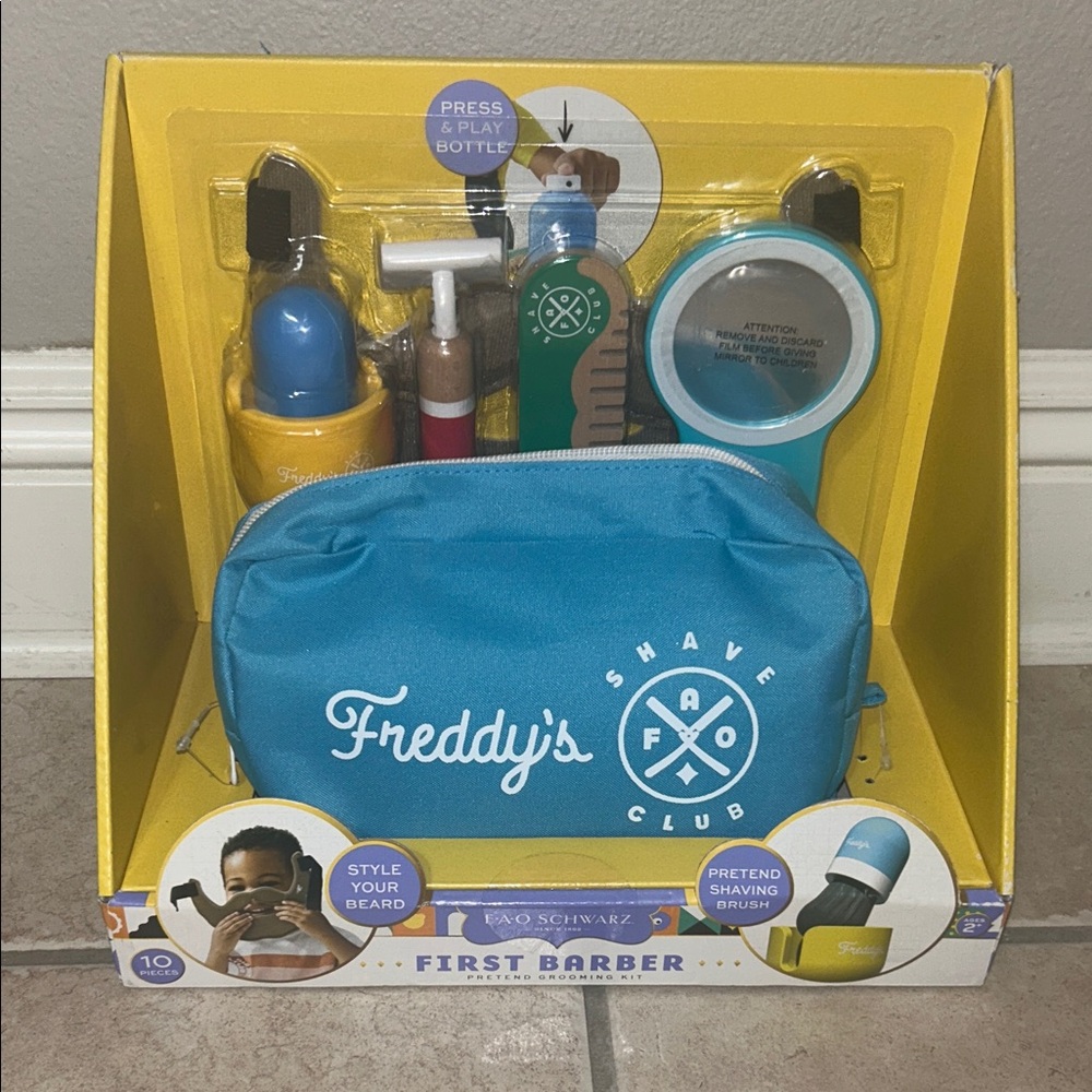 NIB Freddy Shave Club First Barber Set - Blue and Yellow